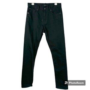 Uniqlo Black Denim Jeans Mid Rise Straight Leg Slim Fit Women's 30x34 Casual EUC